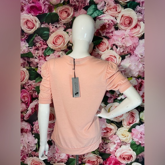 Madison Size Medium M Valentina Rhinestone Heart Tassels Pink Love Top NWT - Picture 5 of 12